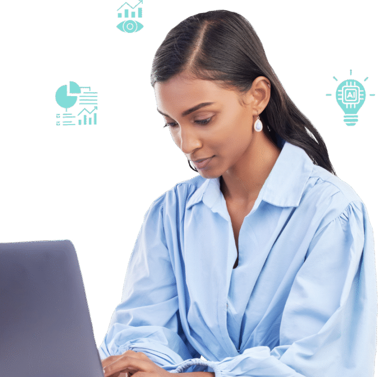 Decidewise what is decision intelligence hero image woman with laptop