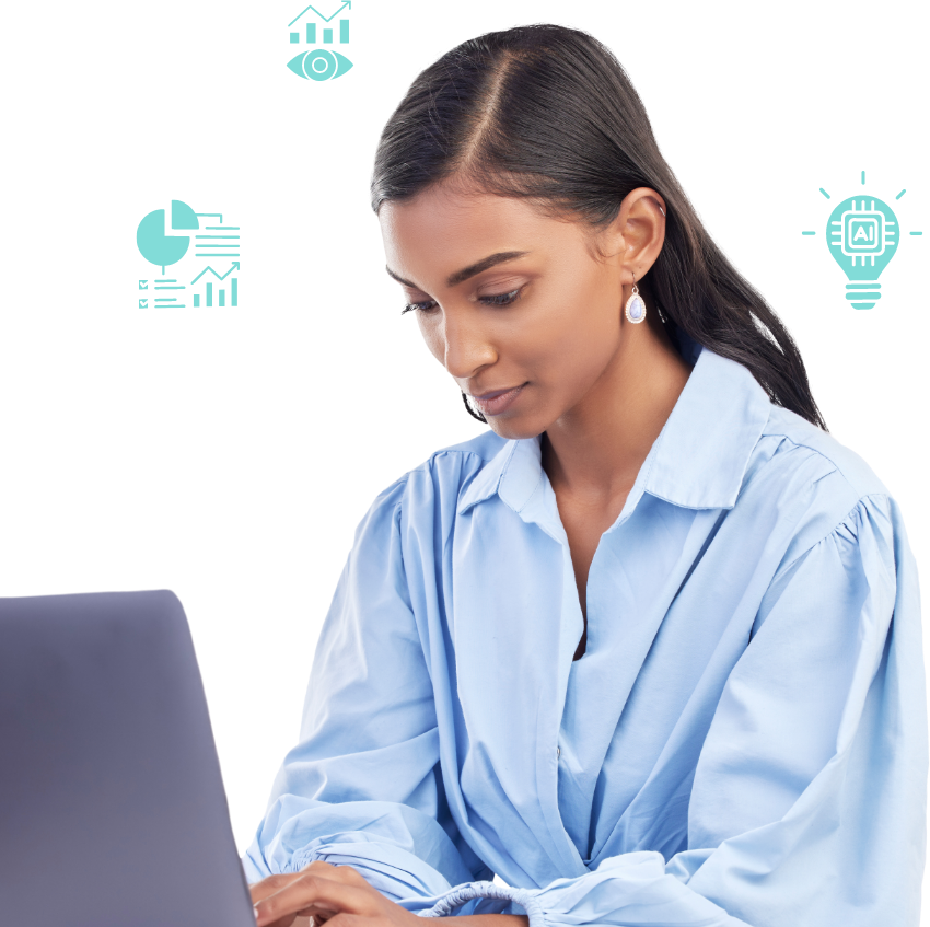 Decidewise what is decision intelligence hero image woman with laptop